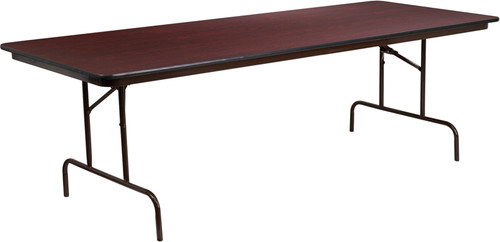 Flash Furniture YT-3696-MEL-WAL-GG 96" W x 36" D x 30" H Laminate Mahogany Top Rectangular Folding Table