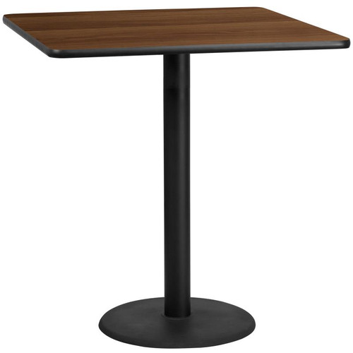 Flash Furniture XU-WALTB-4242-TR24B-GG Walnut Laminate Square Top PVC T-Mold Edge Table