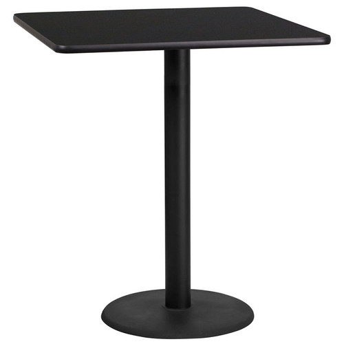 Flash Furniture XU-BLKTB-3636-TR24B-GG Black Square Laminate Top PVC T-Mold Edge Table