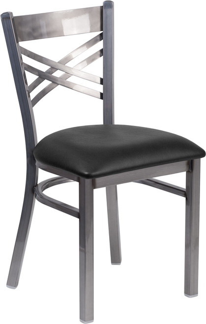 Flash Furniture XU-6FOB-CLR-BLKV-GG Black Vinyl Upholstered Seat Hercules Series Restaurant Chair