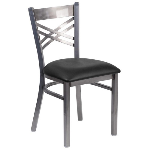 Flash Furniture XU-6FOB-CLR-BLKV-GG Black Vinyl Upholstered Seat Hercules Series Restaurant Chair