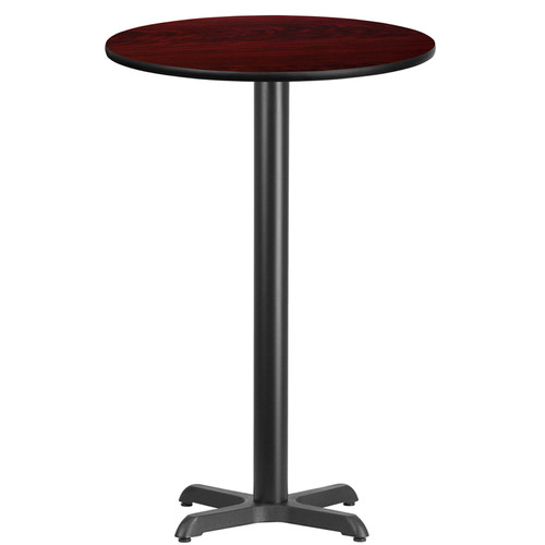Flash Furniture XU-RD-24-MAHTB-T2222B-GG Mahogany Laminate Round Top PVC T-Mold Edge Table