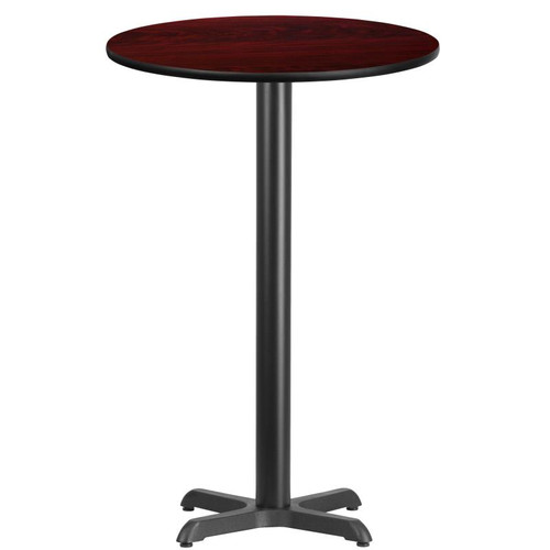 Flash Furniture XU-RD-24-MAHTB-T2222B-GG Mahogany Laminate Round Top PVC T-Mold Edge Table