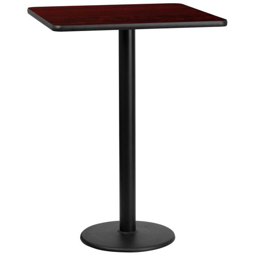 Flash Furniture XU-MAHTB-3030-TR18B-GG Mahogany Laminate Square Plastic Top PVC T-Mold Edge Table