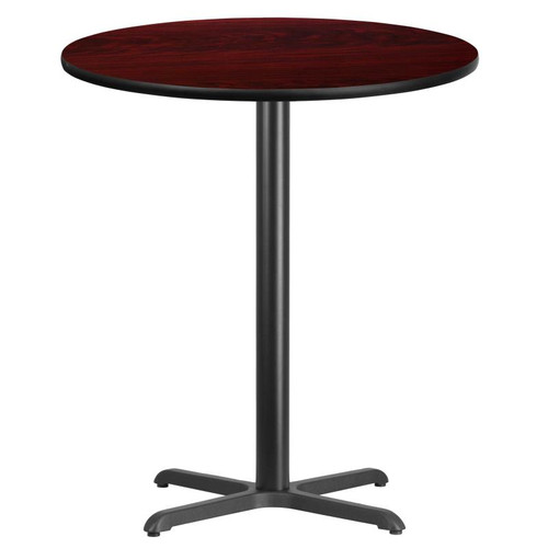 Flash Furniture XU-RD-36-MAHTB-T3030B-GG Mahogany Laminate Round Top PVC T-Mold Edge Table