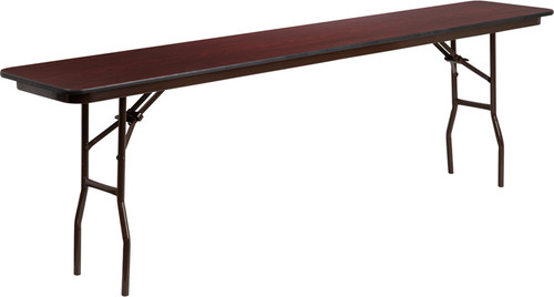 Flash Furniture YT-1896-MEL-WAL-GG 48" W x 18" D x 30" H Laminate Mahogany Top Rectangular Folding Table