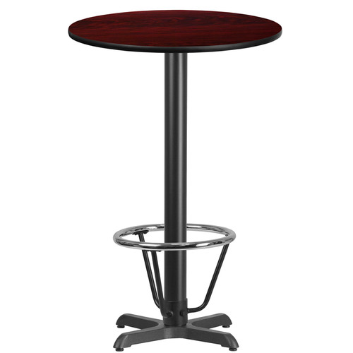 Flash Furniture XU-RD-24-MAHTB-T2222B-3CFR-GG Mahogany Laminate Round Top PVC T-Mold Edge Table