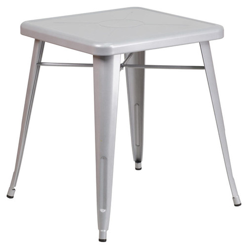 Flash Furniture CH-31330-29-SIL-GG Silver Square Metal Cross Brace Table