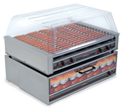 Nemco 8075SX-230 Aluminum And Stainless Steel Construction Roller-Type Roll-A-Grill® Hot Dog Grill - 230V