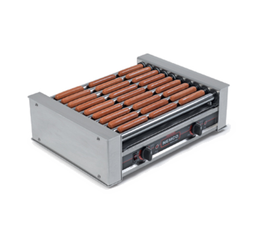 Nemco 8027 27 Hot Dogs Capacity Aluminum and Stainless Steel Roll-A-Grill Hot Dog Grill - 120 Volts