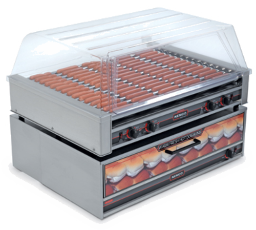 Nemco 8075SX-220 Aluminum And Stainless Steel Construction Roller-Type Roll-A-Grill® Hot Dog Grill - 220V
