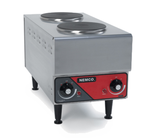 Nemco 6311-1-240 Stainless Steel with Solid Cast Iron Alloy 2 Burners Electric Countertop Hotplate - 240 Volts