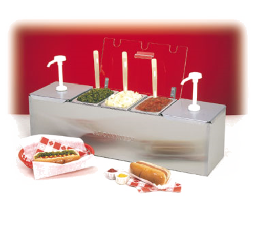 Nemco 88100-CB-3 Stainless Steel Pans With Pumps Roll-A-Grill® Condiment Station