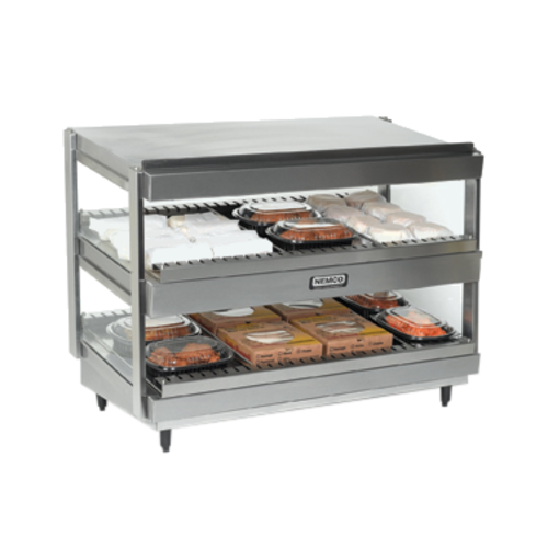 Nemco 6480-24S 24" W Aluminum Dissipater Stainless Steel Exterior Slanted Dual Shelf Merchandiser - 120 Volts, 1160 Watts