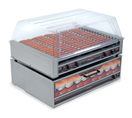 Nemco 8075 75 Hot Dogs Capacity Aluminum and Stainless Steel Roll-A-Grill Hot Dog Grill - 120 Volts