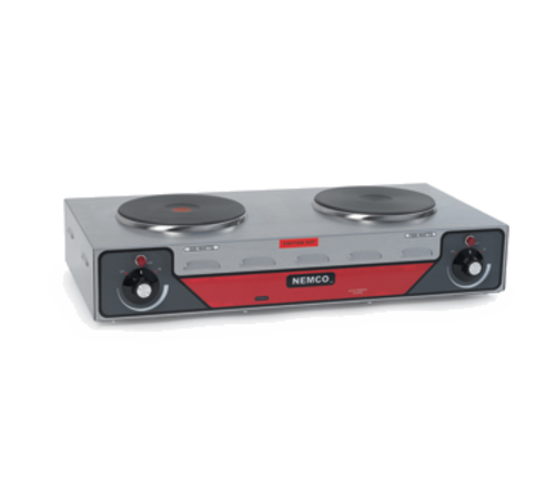 Nemco 6310-2-240 Solid Cast Iron Alloy Horizontal 2 Burner Electric Countertop Hotplate - 240 Volts
