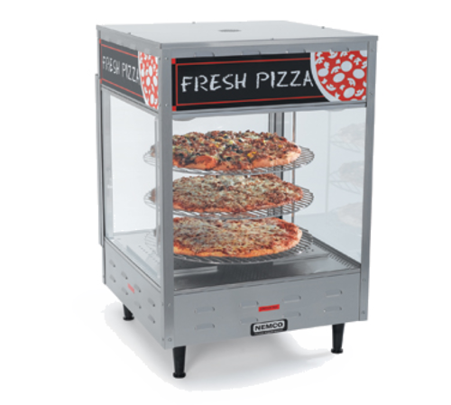 Nemco 6450 12" Dia. Racks Stainless Steel 3 Tiered Rotating Pizza Merchandiser - 120 Volts 1-Ph