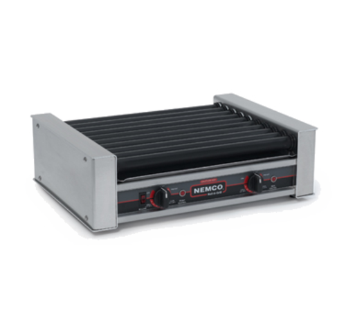 Nemco 8010SX-230 Aluminum And Stainless Steel Construction Roller-Type Roll-A-Grill Hot Dog Grill - 230V