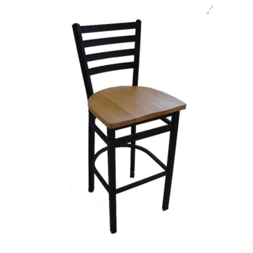 JMC Furniture WHITE HORSE BARSTOOL WOOD Black Powder Coat Finish Wood Seat Metal Frame with Ladder Back White Horse Barstool
