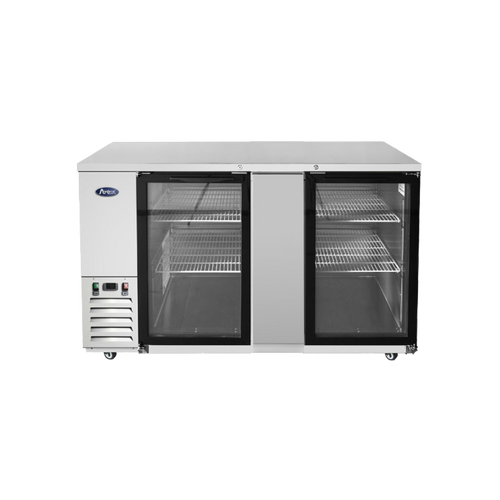 Atosa MBB69GGR 68" W Stainless Steel 2-Section Glass Door Back Bar Cooler - 115 Volts