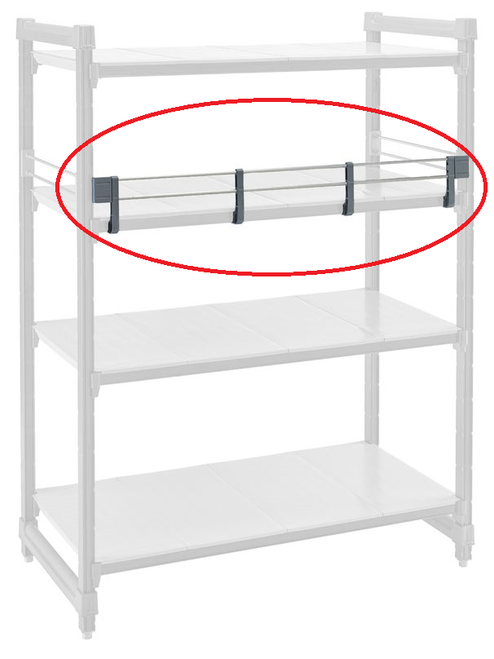 Cambro CBR36S151 36"W x 4.25"H Soft Gray Polypropylene Camshelving Basic Plus End Shelf Rail Kit