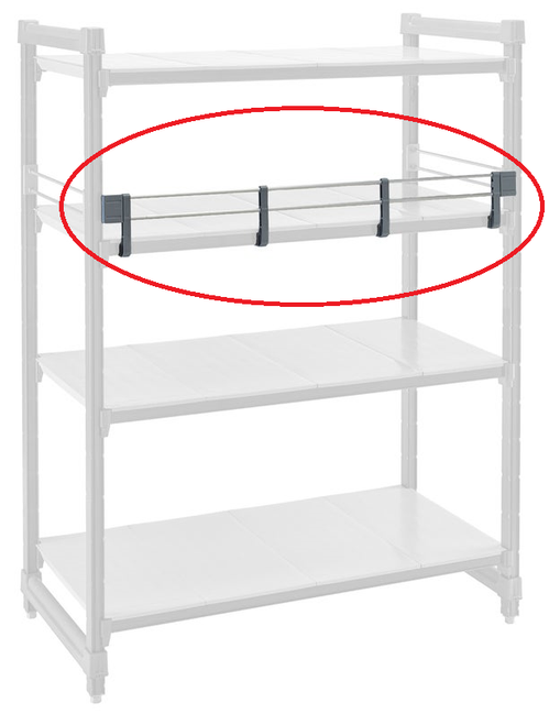 Cambro CBR54S151 50.25" W x 3" D x 2.75" H Soft Gray Polypropylene Camshelving Basic Plus End Shelf Rail Kit