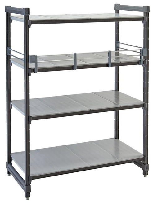 Cambro CBR24603151 24"W x 60"L x 4.25"H Soft Gray Polypropylene Camshelving Basic Plus Three-Quarter Shelf Rail Kit