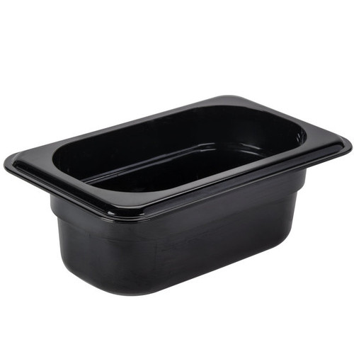 Cambro 92HP110 2 1/2" Deep Black Plastic 1/9 Size H-Pan High Heat Hot Food Pan - 6/Case