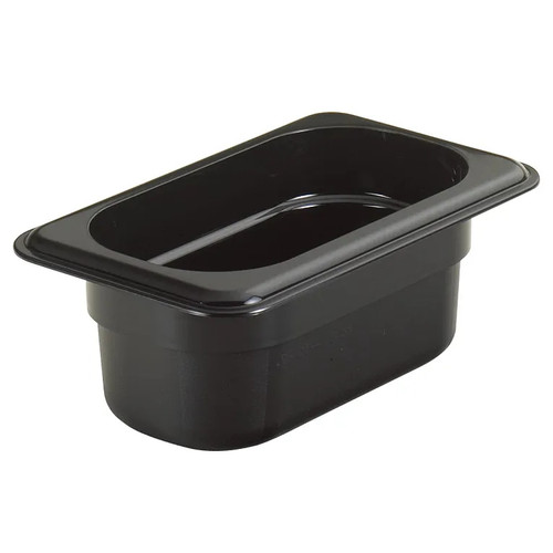 Cambro 92HP110 2 1/2" Deep Black Plastic 1/9 Size H-Pan High Heat Hot Food Pan - 6/Case
