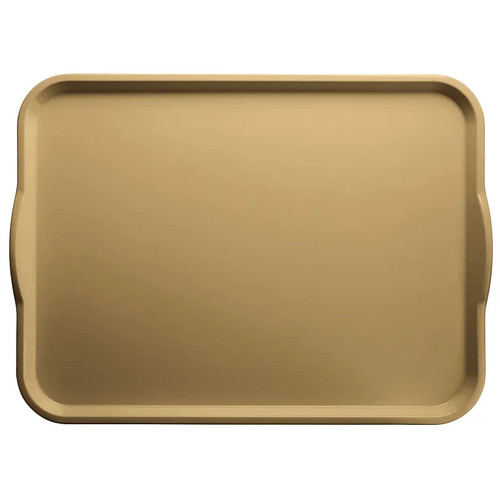 Cambro 1520H514 15" x 20" Earthen Gold Reinforced Fiberglass Rectangular Camtray with Handles - 12/Case