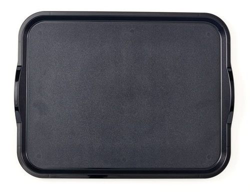 Cambro 1520CWH110 15" x 20" Black Polycarbonate Rectangular Camwear Tray with Handles - 12/Case