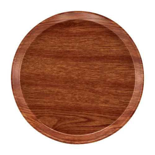 Cambro 1950309 19.5" Dia. Java Teak Fiberglass Round Serving Camtray - 12/Case