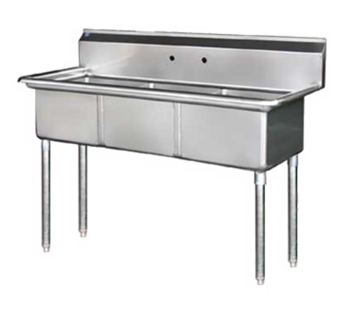Blue Air BS3-18-12/N 60" W x 24" D x 44.5" H 3 Compartments Stainless Steel Legs Adjustable Feet Sink