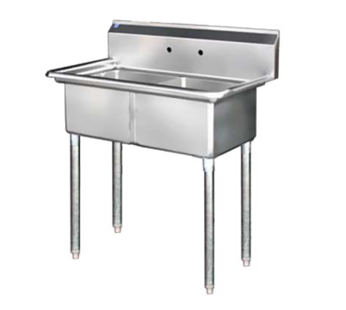 Blue Air BS2-18-12/N 42" W x 24" D x 44.5" H 2 Compartments Stainless Steel Legs Adjustable Feet Sink