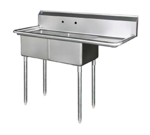Blue Air BS2-18-12/R 57" W x 24" D x 44.5" H 2 Compartments Stainless Steel Legs Adjustable Feet Sink