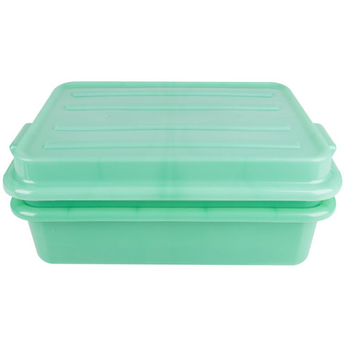 Vollrath 1551-C19 5" Box & Snap-on Lid Green Polypropylene Traex Color-Mate Food Storage Box Combo