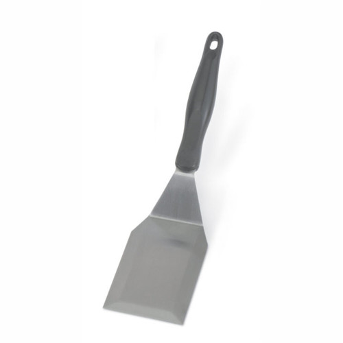 Vollrath 4808720 6"L x 3"W 13 1/2" Solid Beveled Ergonomic High-Temperature Nylon Handle Heavy-Duty Stainless Steel Turner with Ergo Grip Black Handle