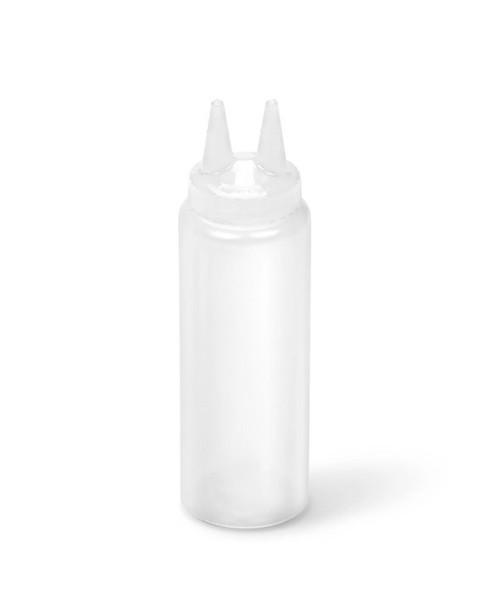 Vollrath 2208-13 8 Oz. Clear Bottle Standard Traex Twin Tip Squeeze Bottle Dispenser