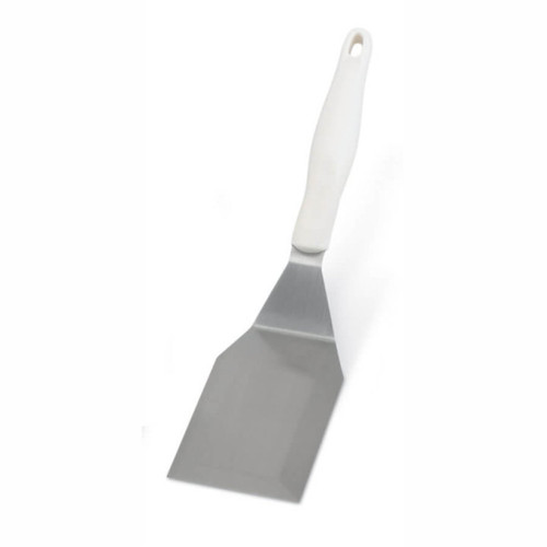 Vollrath 4808715 6"L x 3"W 13 1/2" Solid Beveled Ergonomic High-Temperature Nylon Handle Heavy-Duty Stainless Steel Turner with Ergo Grip White Handle