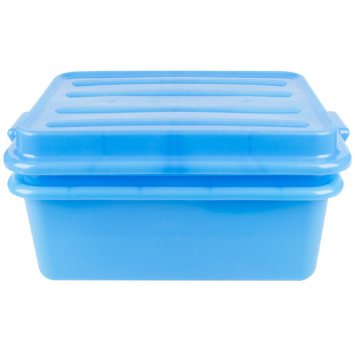 Vollrath 1535-C04 5" Drain 7" Box & Snap-on Lid Blue Polypropylene Traex Color-Mate Food Storage Box Combo