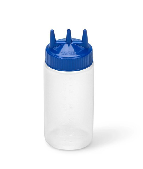 Vollrath 3316-1344 16 Oz. Clear Bottle with Blue Cap Wide Mouth Traex Tri Tip Squeeze Bottle