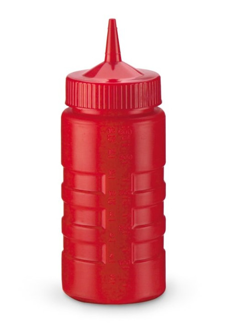 Vollrath 4916-02 16 Oz. Red Bottle with Red Cap Polyethylene Standard Squeeze Bottle Dispenser