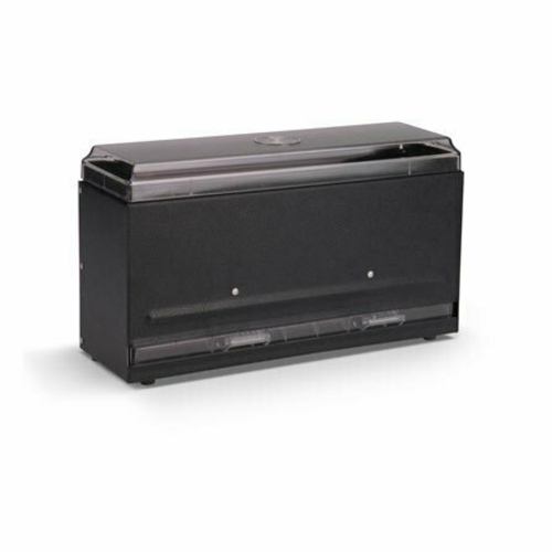 Vollrath 3821-06 12-1/2" L x 5-1/2" W x 7" H Black Bulk Single-Sided Metal Housing with Plastic Lid & Dispensing Bars Straw Boss Dispenser