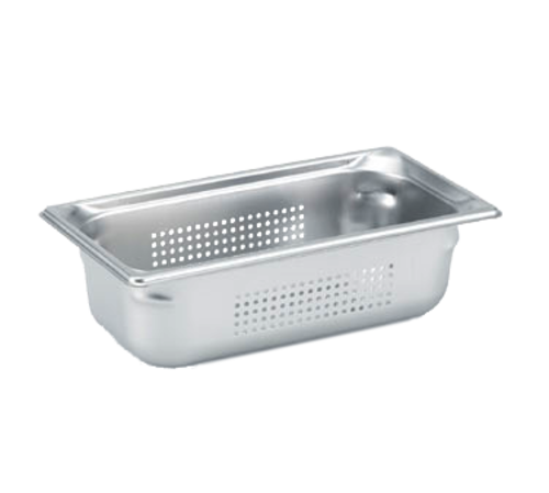 Vollrath 90363 Standard 6" Deep 22 Gauge Perforated Anti-Jamming Top Flange Corners with Concave Indentation Super Pan 3 1/3 GN Food Pan