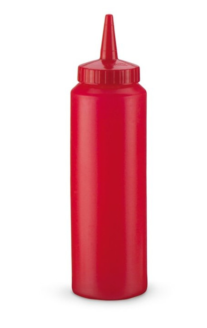 Vollrath 2808-02 8 Oz. Red Bottle with Red Cap Polyethylene Standard Squeeze Bottle Dispenser