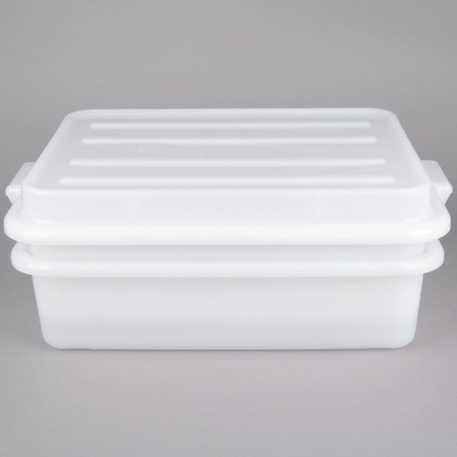Vollrath 1551-C05 5" Drain 5" Box & Snap-on Lid White Polypropylene Traex Color-Mate Food Storage Box Combo