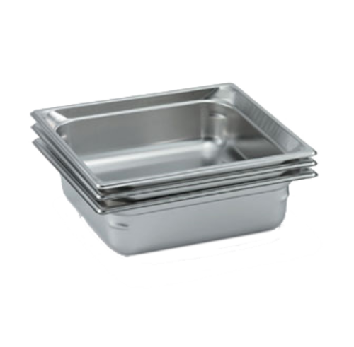 Vollrath 90112 3.6 Qt. Stainless Steel Standard 1 1/2" Deep 22 Gauge Top Flange Corners with Concave Indentation Super Pan 3 2/3 GN Food Pan