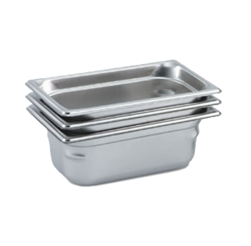Vollrath 90452 1.6 Qt. Stainless Steel 2" Deep 22 Gauge Top Flange Corners with Concave Indentation Super Pan 3 1/4 GN Food Pan