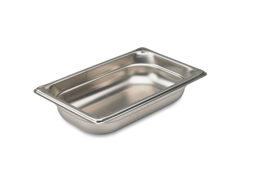 Vollrath 90452 1.6 Qt. Stainless Steel 2" Deep 22 Gauge Top Flange Corners with Concave Indentation Super Pan 3 1/4 GN Food Pan