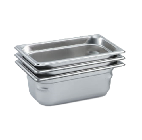 Vollrath 90412 1.2 Qt. Stainless Steel 1 1/2" Deep 22 Gauge Top Flange Corners with Concave Indentation Super Pan 3 1/4 GN Food Pan